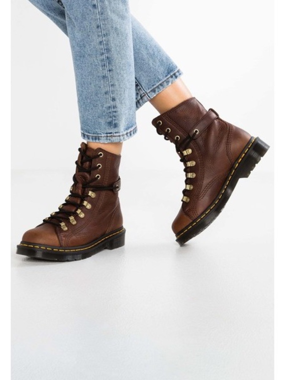 Dr. Martens Coraline Lace Up Boots in Grizzly Dark Brown Leather